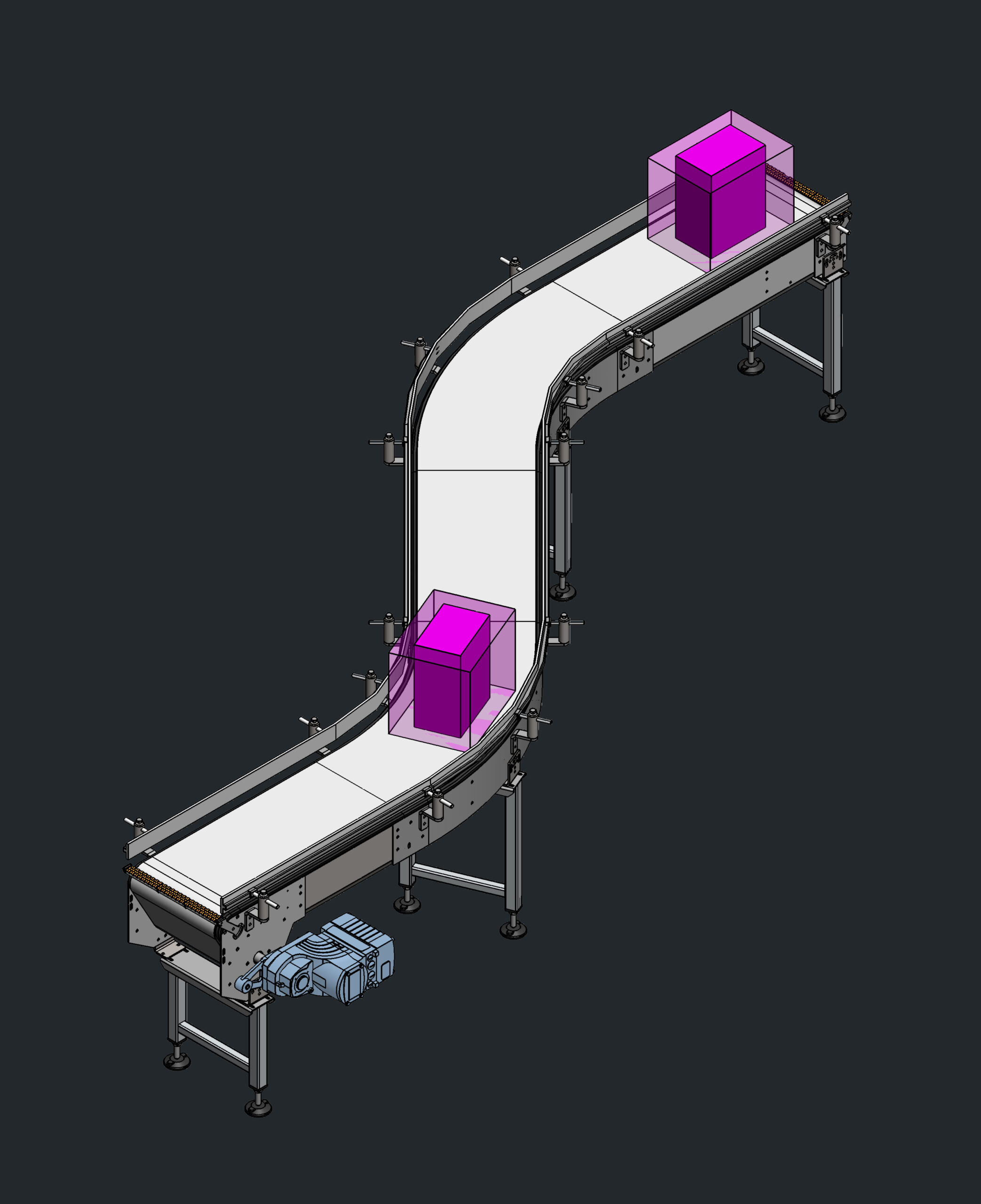 Dessin 3D convoyeur courbe