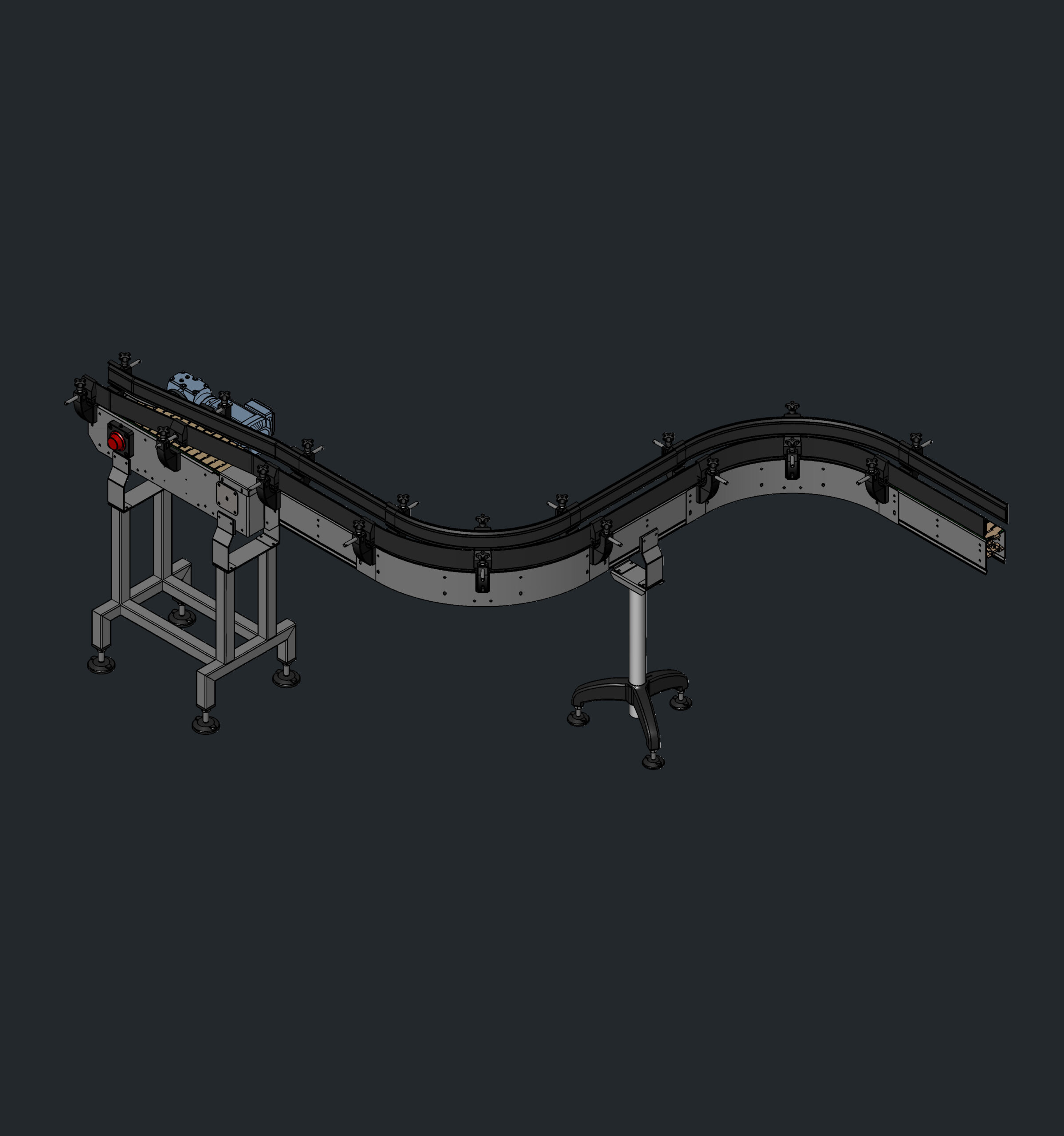 Dessin 3D convoyeur courbe